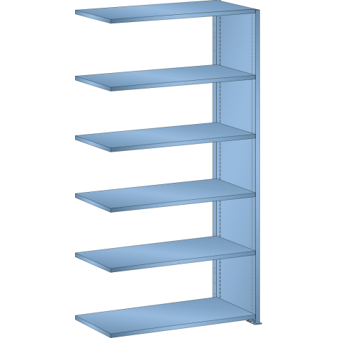 LISTA - Rayonnage universel L1006 unité annexe (LxPxH) 1000x350x1800mm 6 rayons lisse (80kg) Bleu clair RAL 5012