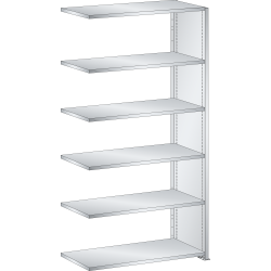 LISTA - Rayonnage universel L1006 unité annexe (LxPxH) 1000x350x1800mm 6 rayons lisse (80kg) Gris clair RAL 7035