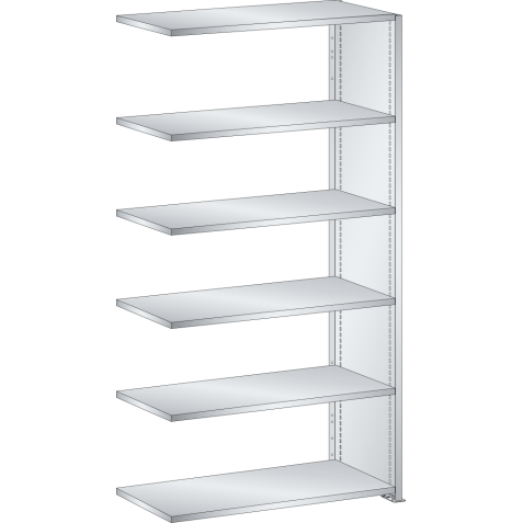 LISTA - Rayonnage universel L1006 unité annexe (LxPxH) 1000x350x1800mm 6 rayons lisse (80kg) Gris clair RAL 7035
