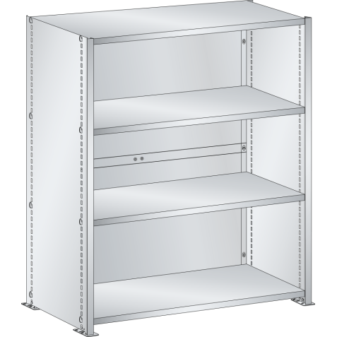 LISTA - Rayonnage universel L1006 unité de base (LxPxH) 1000x350x1100mm 4 rayons lisse (80kg) Gris clair RAL 7035