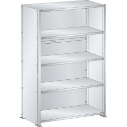 LISTA - Rayonnage universel L1006 unité de base (LxPxH) 1000x350x1450mm 5 rayons lisse (80kg) Gris clair RAL 7035