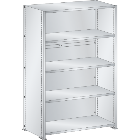 LISTA - Rayonnage universel L1006 unité de base (LxPxH) 1000x350x1450mm 5 rayons lisse (80kg) Gris clair RAL 7035