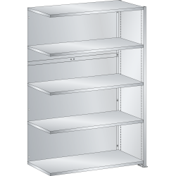 LISTA - Rayonnage universel L1006 unité annexe (LxPxH) 1000x350x1450mm 5 rayons lisse (80kg) Gris clair RAL 7035