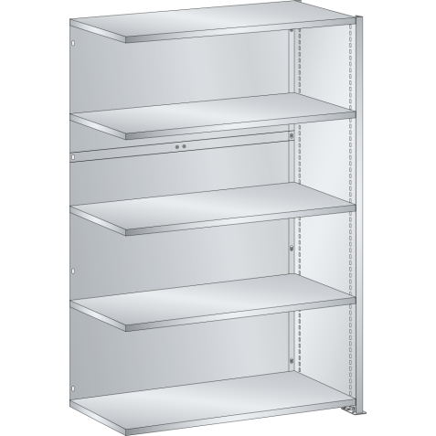 LISTA - Rayonnage universel L1006 unité annexe (LxPxH) 1000x350x1450mm 5 rayons lisse (80kg) Gris clair RAL 7035