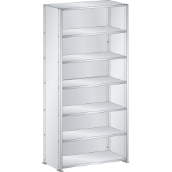 LISTA - Rayonnage universel L1006 unité de base (LxPxH) 1000x350x2200mm 7 rayons lisse (80kg) Gris clair RAL 7035