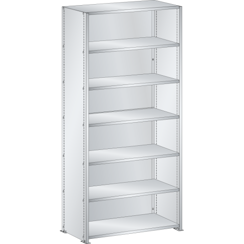 LISTA - Rayonnage universel L1006 unité de base (LxPxH) 1000x350x2200mm 7 rayons lisse (80kg) Gris clair RAL 7035