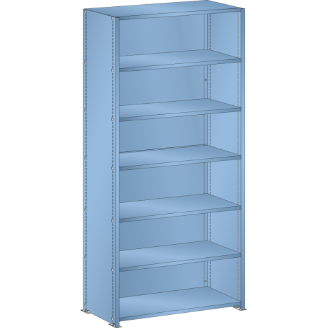 LISTA - Rayonnage universel L1006 unité de base (LxPxH) 1000x500x2200mm 7 rayons lisse (160kg) Bleu clair RAL 5012