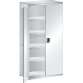 LISTA - Rayonnage universel L1006 unité de base (LxPxH) 1000x350x2000mm 6 rayons lisse (80kg), 1 porte battante verrouillable Gris clair RAL 7035