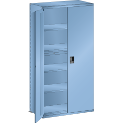 LISTA - Rayonnage universel L1006 unité de base (LxPxH) 1000x500x2000mm 6 rayons lisse (160kg), 1 porte battante verrouillable Bleu clair RAL 5012