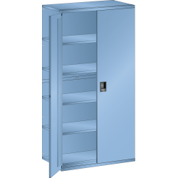 LISTA - Rayonnage universel L1006 unité annexe (LxPxH) 1000x500x2000mm 6 rayons lisse (160kg), 1 porte battante verrouillable Bleu clair RAL 5012