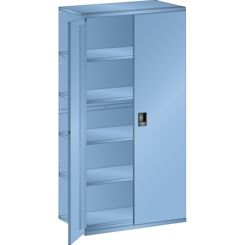 LISTA - Rayonnage universel L1006 unité annexe (LxPxH) 1000x500x2000mm 6 rayons lisse (160kg), 1 porte battante verrouillable Bleu clair RAL 5012