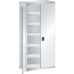 LISTA - Rayonnage universel L1006 unité de base (LxPxH) 1000x350x2200mm 7 rayons lisse (80kg), 1 porte battante verrouillable Gris clair RAL 7035
