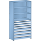 LISTA - Rayonnage universel L1006 unité de base (LxPxH) 1000x500x2000mm 4 rayons lisse (160kg), 7 tiroirs (50kg) Bleu clair RAL 5012
