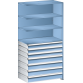 LISTA - Rayonnage universel L1006 unité annexe (LxPxH) 1000x500x2000mm 4 rayons lisse (160kg), 7 tiroirs (50kg) Bleu clair RAL 5012