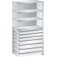 LISTA - Rayonnage universel L1006 unité annexe (LxPxH) 1000x500x2000mm 4 rayons lisse (160kg), 7 tiroirs (50kg) Gris clair RAL 7035