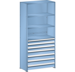 Lista - Rayonnage universel L1006 4 étagères lisses + 7 tiroirs