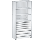 Lista - Rayonnage universel L1006 4 étagères lisses + 7 tiroirs