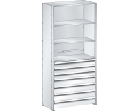 Lista - Rayonnage universel L1006 4 étagères lisses + 7 tiroirs