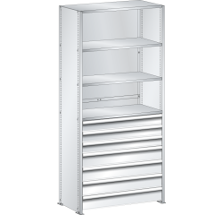 Lista - Rayonnage universel L1006 4 étagères lisses + 7 tiroirs