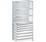 Lista - Rayonnage universel L1006 4 étagères lisses + 7 tiroirs