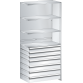 LISTA - Rayonnage universel L1006 unité annexe (LxPxH) 1000x500x2200mm 4 rayons lisse (160kg), 7 tiroirs (50kg) Gris clair RAL 7035
