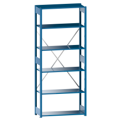 LISTA - Rayonnage universel L1006 unité de base (LxPxH) 1300x400x2500mm 6 rayons à fentes (160kg) Bleu clair RAL 5012