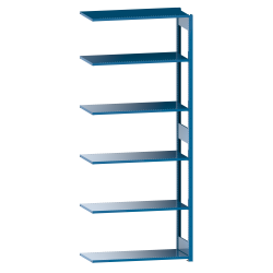 LISTA - Rayonnage universel L1006 unité annexe (LxPxH) 1300x400x2500mm 6 rayons à fentes (160kg) Bleu clair RAL 5012