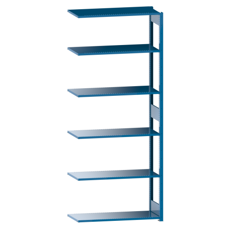 LISTA - Rayonnage universel L1006 unité annexe (LxPxH) 1300x500x2500mm 6 rayons à fentes (160kg) Bleu clair RAL 5012