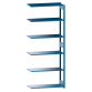 LISTA - Rayonnage universel L1006 unité annexe (LxPxH) 1300x500x2500mm 6 rayons à fentes (160kg) Bleu clair RAL 5012
