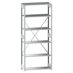 LISTA - Rayonnage universel L1006 unité de base (LxPxH) 1300x600x2500mm 6 rayons à fentes (160kg) Gris clair RAL 7035