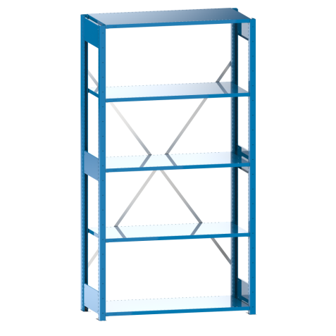 LISTA - Rayonnage universel L1006 unité de base (LxPxH) 1000x400x2000mm 5 rayons à fentes (220kg) Bleu clair RAL 5012