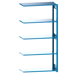LISTA - Rayonnage universel L1006 unité annexe (LxPxH) 1000x400x2000mm 5 rayons à fentes (220kg) Bleu clair RAL 5012