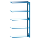 LISTA - Rayonnage universel L1006 unité annexe (LxPxH) 1300x400x2000mm 5 rayons à fentes (220kg) Bleu clair RAL 5012