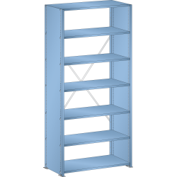 LISTA - Rayonnage universel L1006 unité de base (LxPxH) 1000x350x2200mm 7 rayons lisse (80kg) Bleu clair RAL 5012