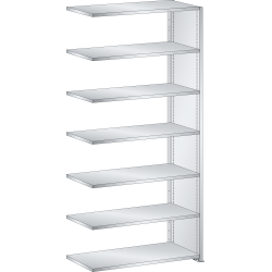 LISTA - Rayonnage universel L1006 unité annexe (LxPxH) 1000x350x2200mm 7 rayons lisse (80kg) Gris clair RAL 7035