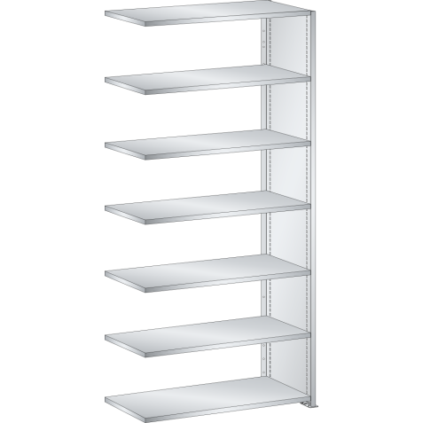 LISTA - Rayonnage universel L1006 unité annexe (LxPxH) 1000x350x2200mm 7 rayons lisse (80kg) Gris clair RAL 7035