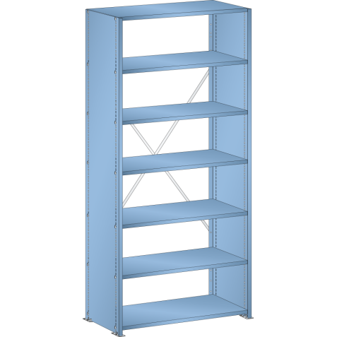 LISTA - Rayonnage universel L1006 unité de base (LxPxH) 1000x500x2200mm 7 rayons lisse (160kg) Bleu clair RAL 5012