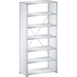 LISTA - Rayonnage universel L1006 unité de base (LxPxH) 1000x500x2200mm 7 rayons lisse (160kg) Gris clair RAL 7035