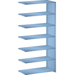 LISTA - Rayonnage universel L1006 unité annexe (LxPxH) 1000x500x2200mm 7 rayons lisse (160kg) Bleu clair RAL 5012