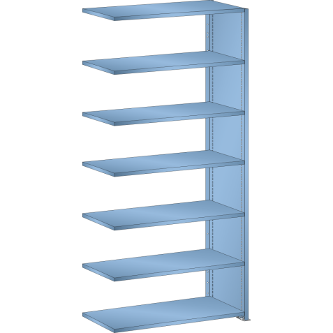 LISTA - Rayonnage universel L1006 unité annexe (LxPxH) 1000x500x2200mm 7 rayons lisse (160kg) Bleu clair RAL 5012