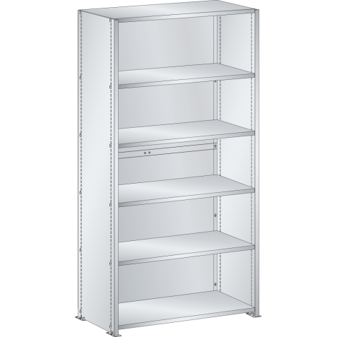 LISTA - Rayonnage universel L1006 unité de base (LxPxH) 1000x350x2000mm 6 rayons lisse (80kg) Gris clair RAL 7035