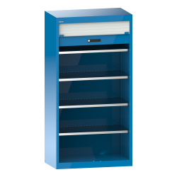LISTA - Armoire à rideau (LxPxH) 1000x580x1950mm 4 rayons KEY Lock Bleu clair RAL 5012
