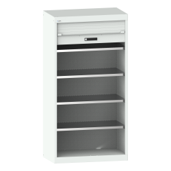 LISTA - Armoire à rideau (LxPxH) 1000x580x1950mm 4 rayons KEY Lock Gris clair RAL 7035