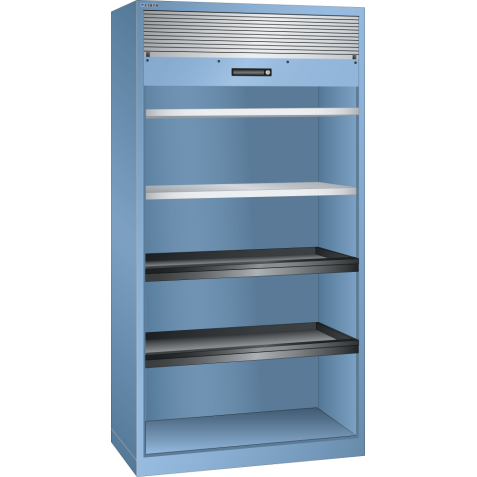 LISTA - Armoire à rideau (LxPxH) 1000x580x1950mm 2 rayons, 2 rayons extensibles KEY Lock Bleu clair RAL 5012
