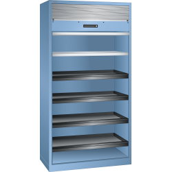 LISTA - Armoire à rideau (LxPxH) 1000x580x1950mm 2 rayons, 4 rayons extensibles KEY Lock Bleu clair RAL 5012