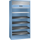 LISTA - Armoire à rideau (LxPxH) 1000x580x1950mm 2 rayons, 4 rayons extensibles KEY Lock Bleu clair RAL 5012