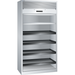 LISTA - Armoire à rideau (LxPxH) 1000x580x1950mm 2 rayons, 4 rayons extensibles KEY Lock Gris clair RAL 7035