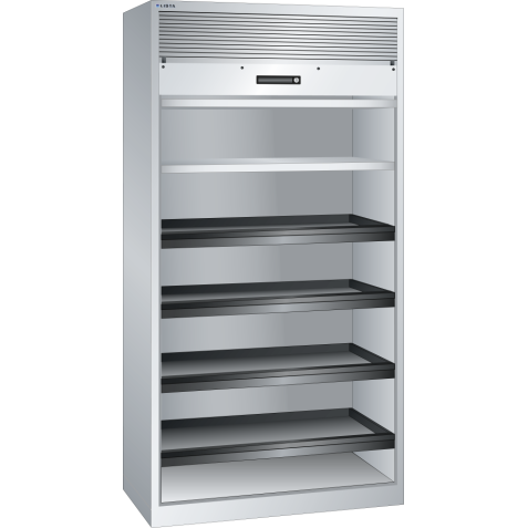 LISTA - Armoire à rideau (LxPxH) 1000x580x1950mm 2 rayons, 4 rayons extensibles KEY Lock Gris clair RAL 7035
