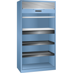 LISTA - Armoire à rideau (LxPxH) 1000x580x1950mm 2 rayons, 1 tiroir, 2 rayons extensibles KEY Lock Bleu clair RAL 5012