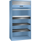 LISTA - Armoire à rideau (LxPxH) 1000x580x1950mm 2 rayons, 1 tiroir, 2 rayons extensibles KEY Lock Bleu clair RAL 5012